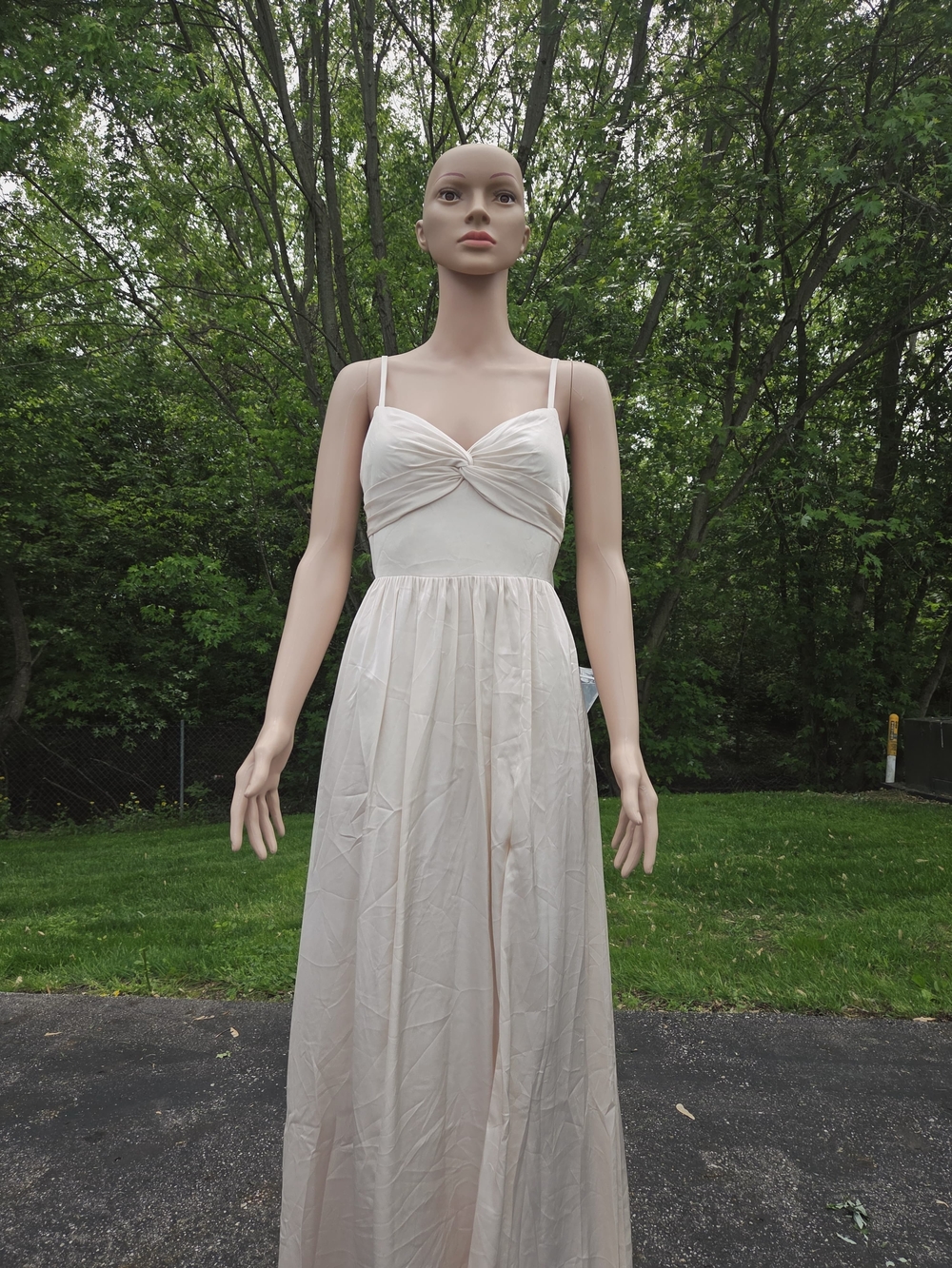 Light Pink Spaghetti-Strap Maxi Dress - Elegant Twisted Bodice